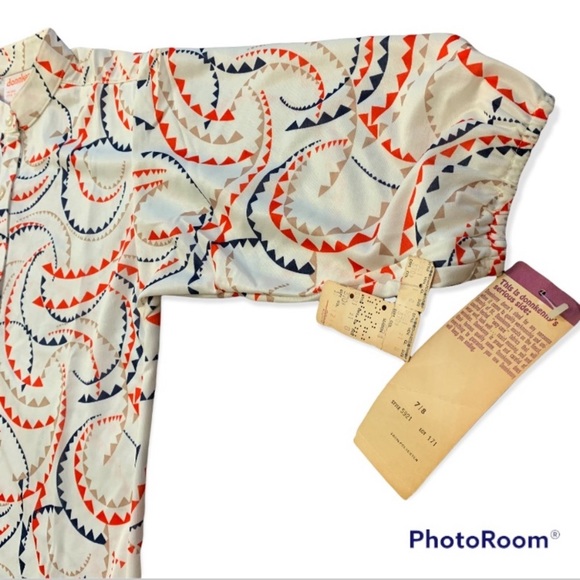 Vintage DONNKENNY Women's Polyester 70s Blouse 7/8 Single Stitch Elastic Arms - Picture 9 of 16